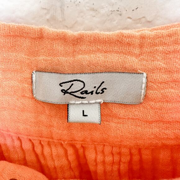 Rails Skylar Flutter Sleeve Midi Dress Size L Peach Gauze Cottage Prairie Summer - Picture 5 of 8